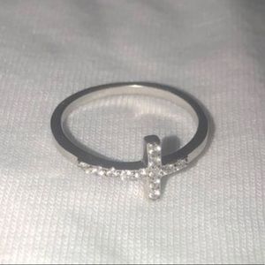 Cross silver ring